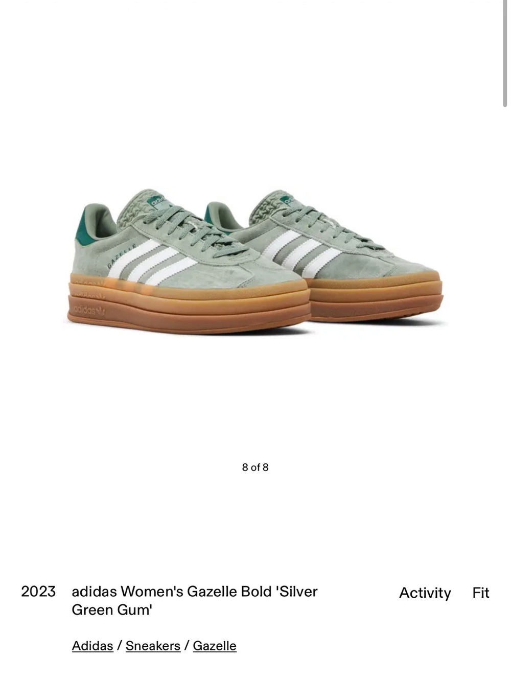 Adidas Gazelle Platform Bold Retro Modern Heritage Silver Green Gum Sneakers 8 - Picture 3 of 9